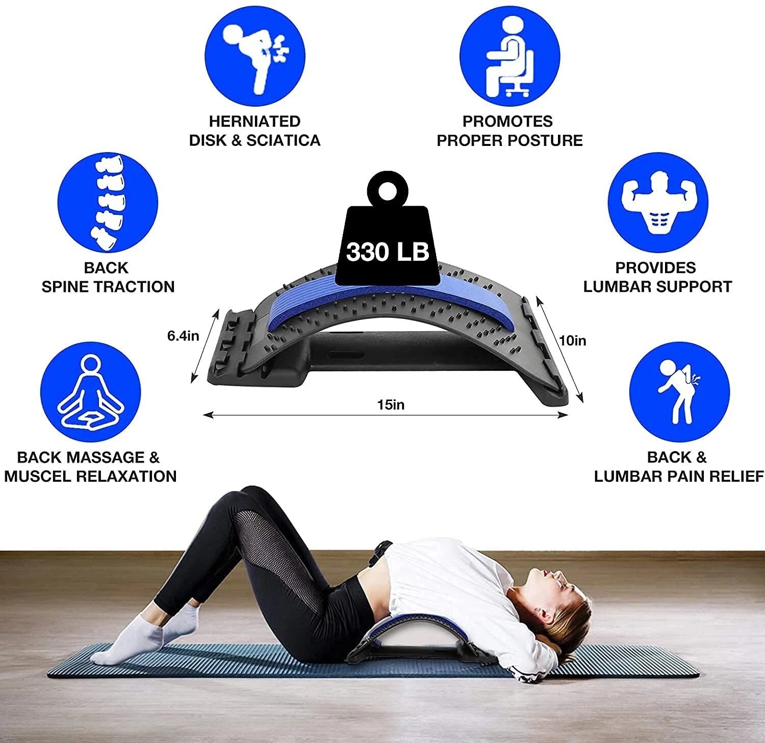 Back Stretcher, Lumbar Back Pain Relief Device, Lower and Upper Back Spine Board