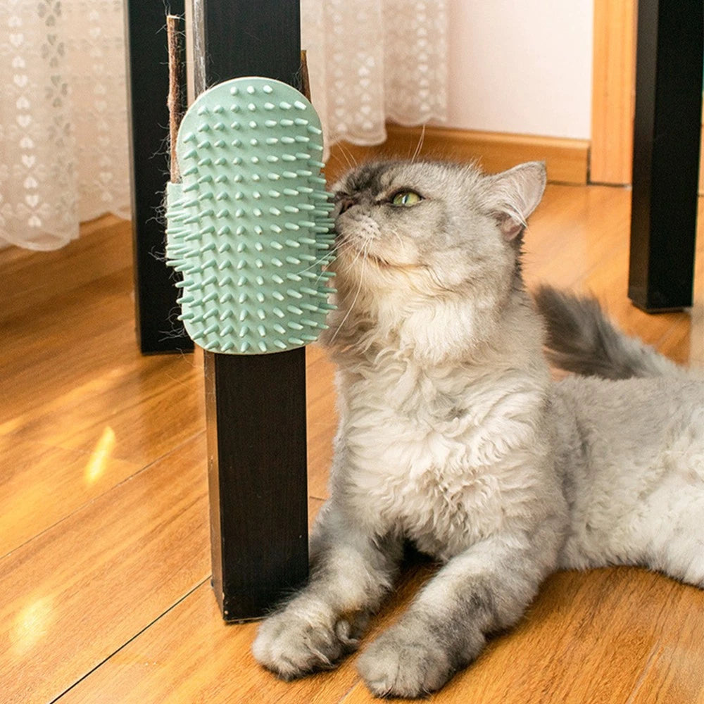 Funny Cat Toy Self-cleaning Scratcher Comb Grooming Brush Corner