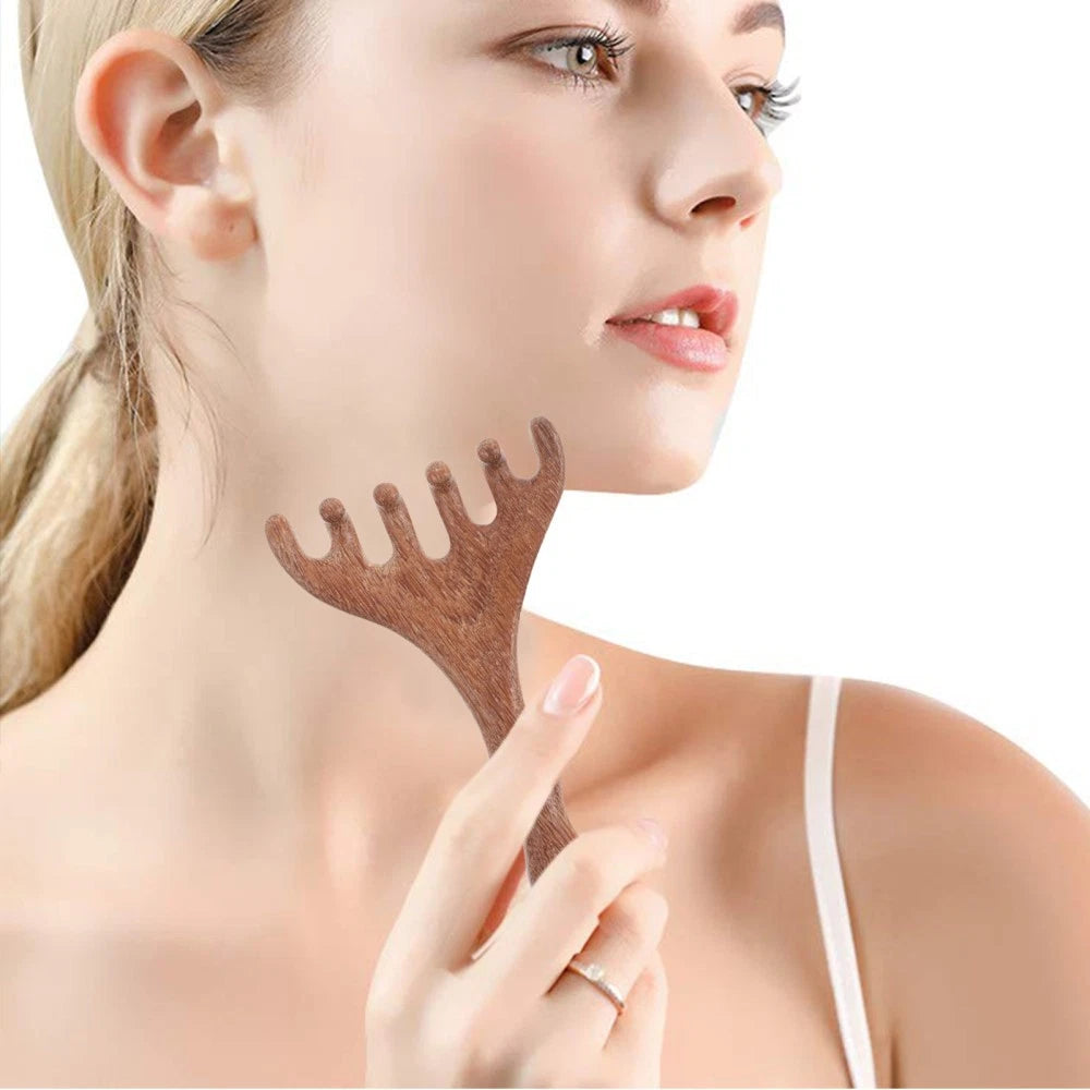 8 pcs Wide Tooth Head Massager Comb Wooden Gua Sha Tool Wood Hair Scratcher
