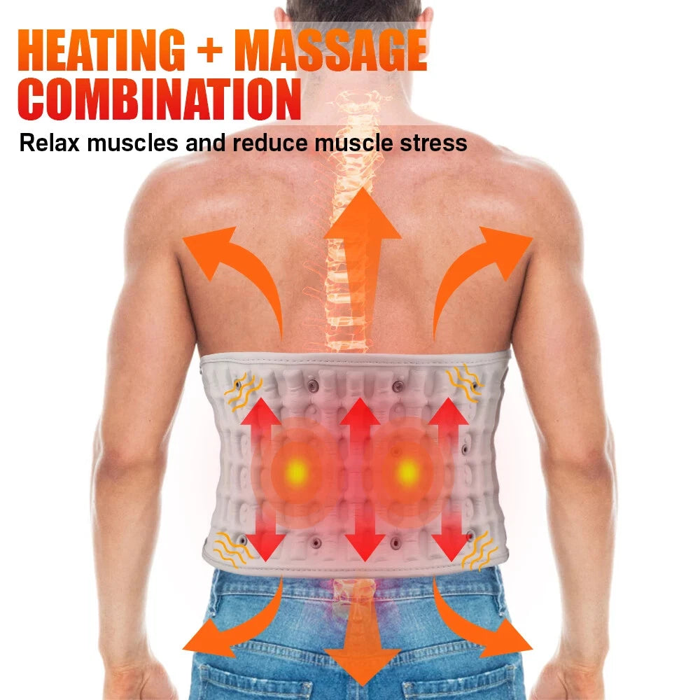Inflatable Waist Heat Massager, Back Airbag Support Belt, Lumbar Protect Brace