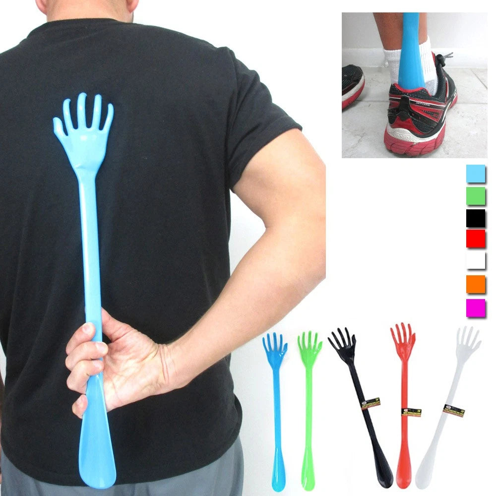 Set of 2 Shoe Horns with Long Handle Backscratcher  20" Plastic Shoehorn for S