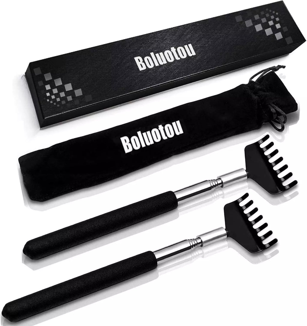 Travel-Friendly Telescoping Back Scratcher Set - Stainless Steel & Rubber Design