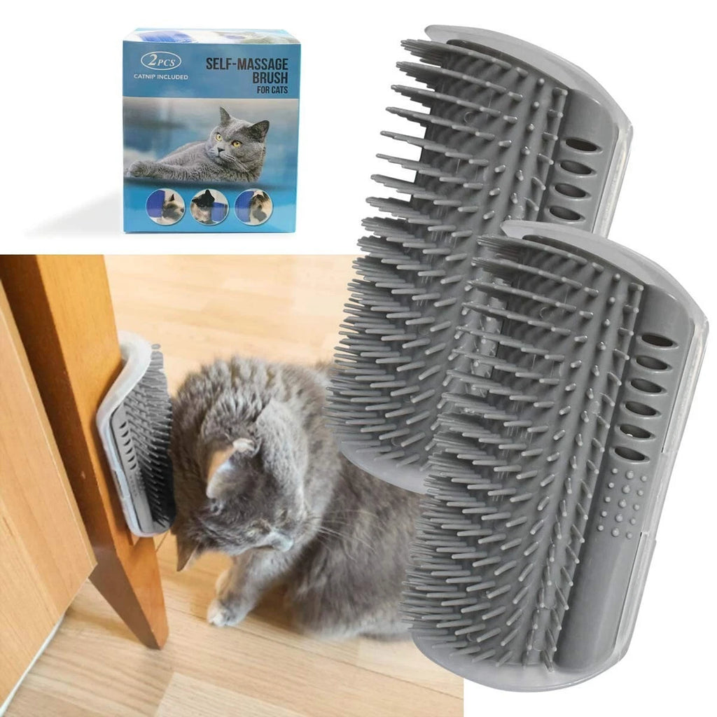3pc Cat hair Self Groomer Brush Wall Corner Soft Silicone Scratcher Pet tool