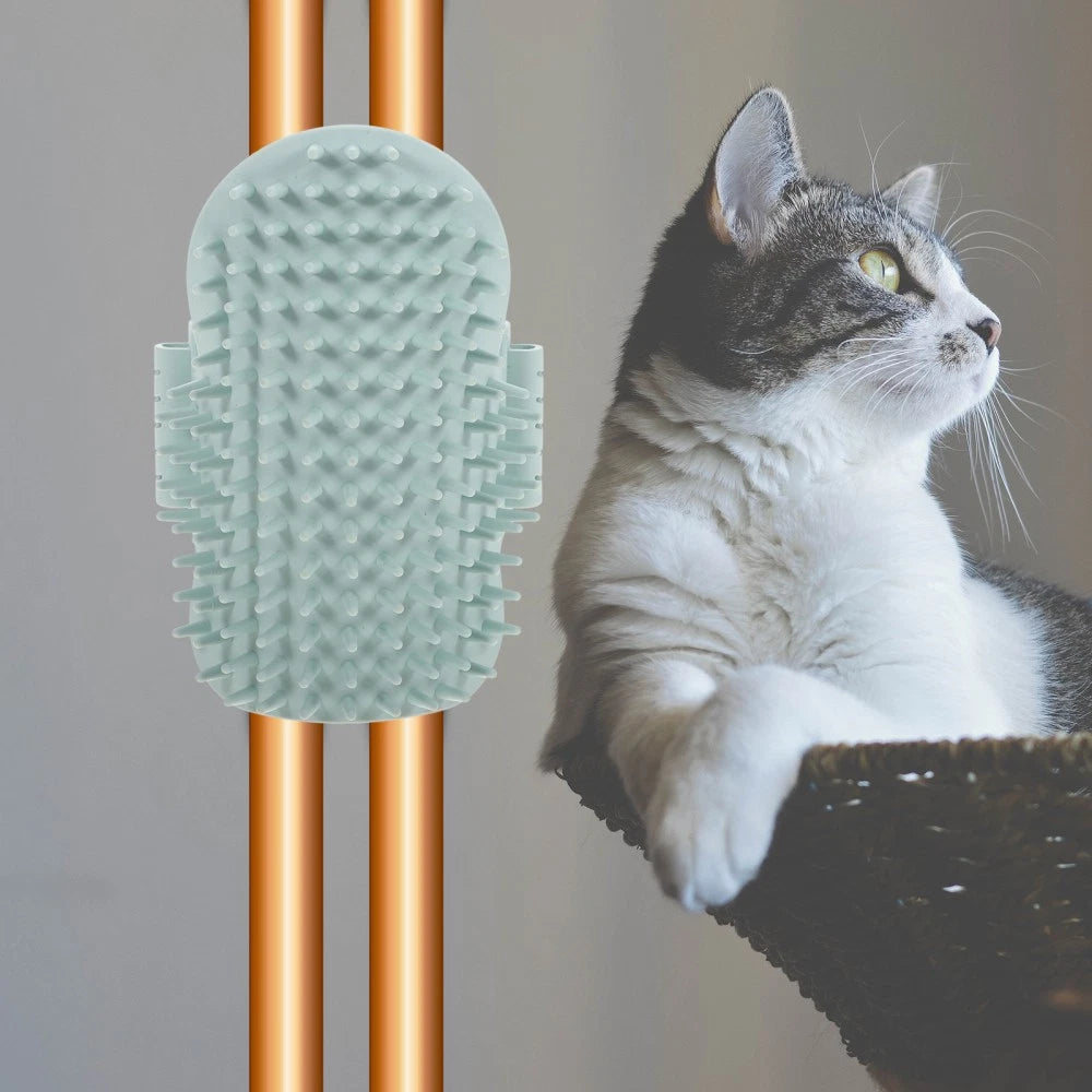 Funny Cat Toy Self-cleaning Scratcher Comb Grooming Brush Corner