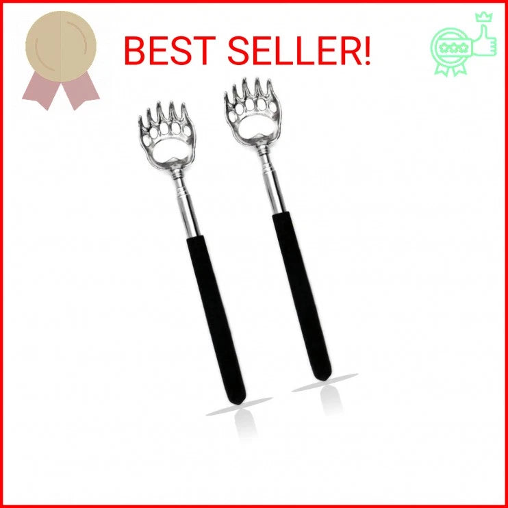 2PCS Back Scratchers, Bear Claw Shaped Scratcher Extendable Metal Retractable Te