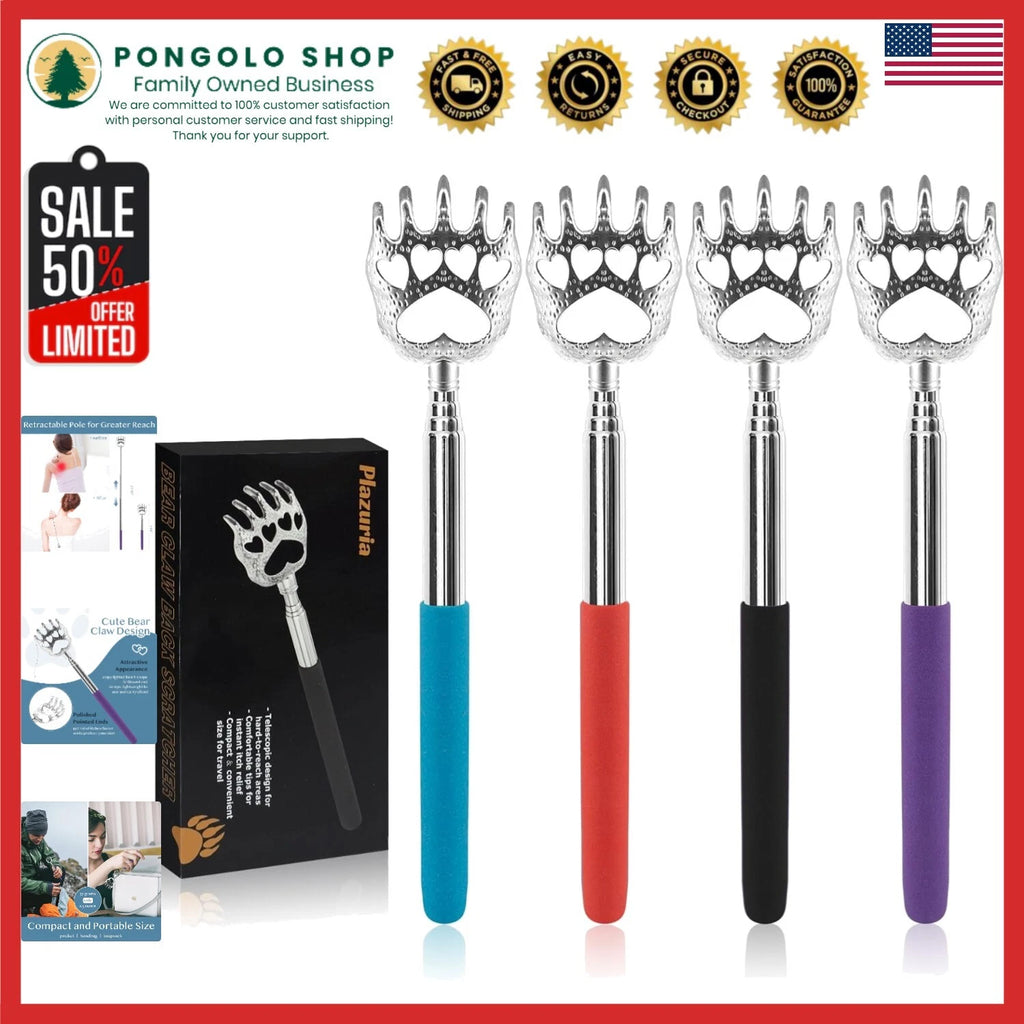 Vibrant 4-Pack Telescopic Back Scratchers – Effortless Itch Relief Anywhere