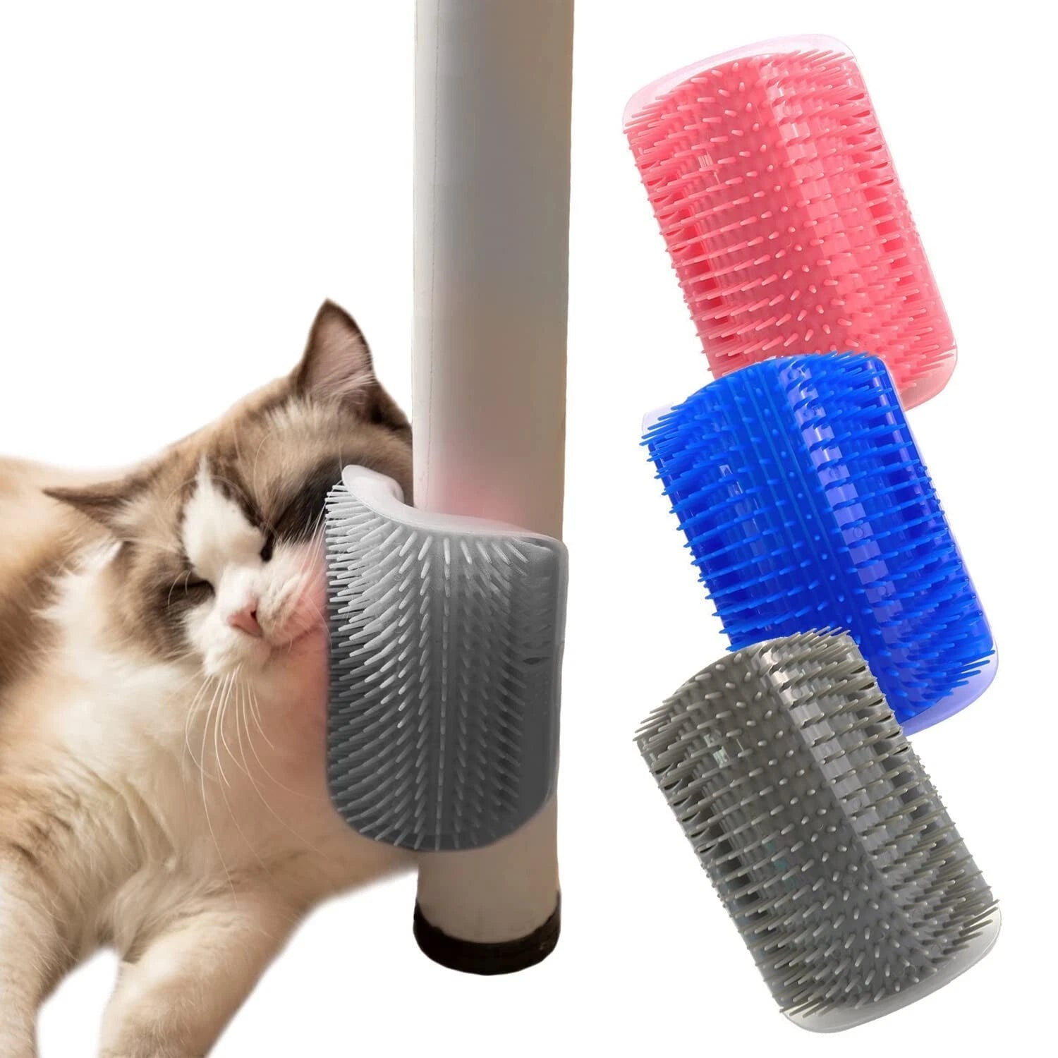 3pc Cat hair Self Groomer Brush Wall Corner Soft Silicone Scratcher Pet tool