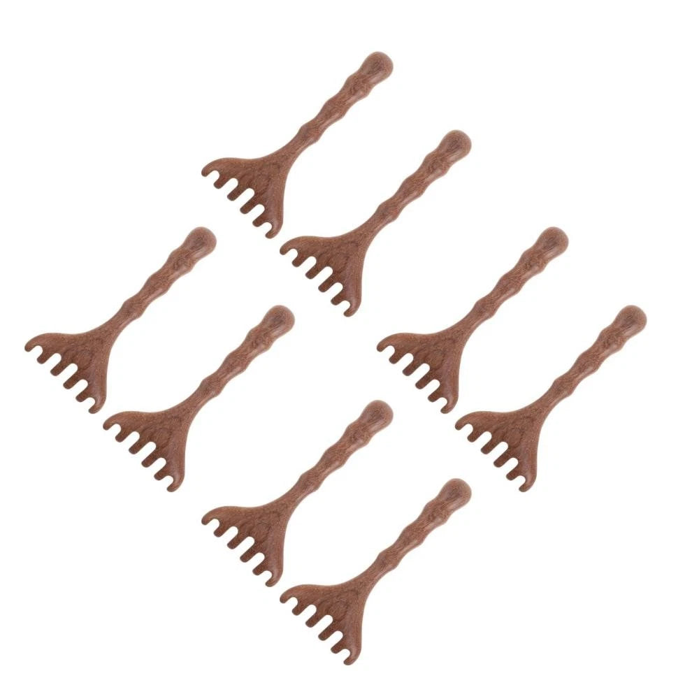 8 pcs Wide Tooth Head Massager Comb Wooden Gua Sha Tool Wood Hair Scratcher