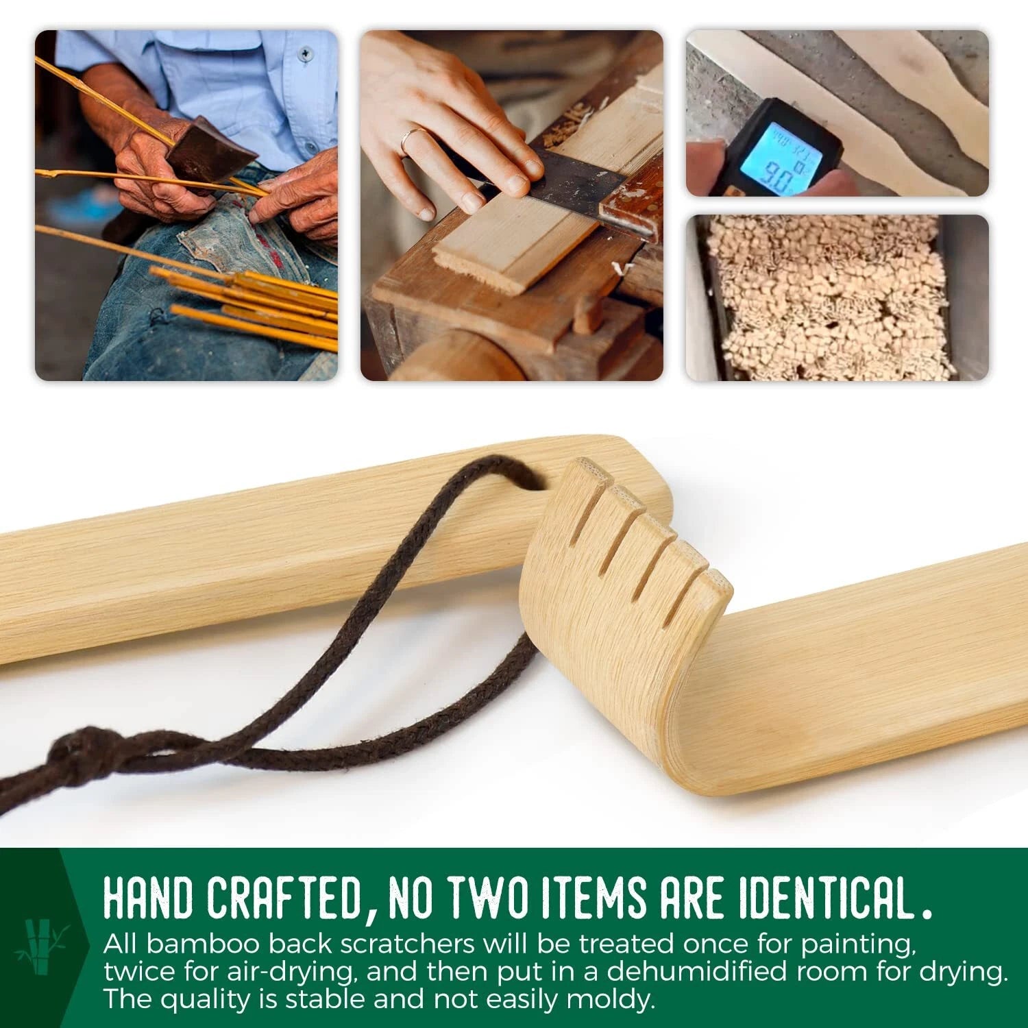 4x Rascador de espalda de madera de bambú, masajeador para aliviar la picazón