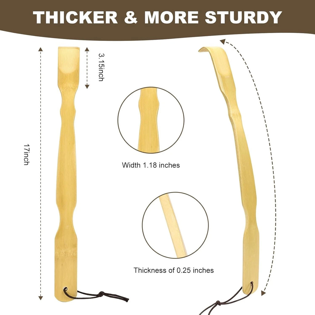 3 Pack Bamboo Back Scratchers with Long Curved Handle - Ideal for Relaxation