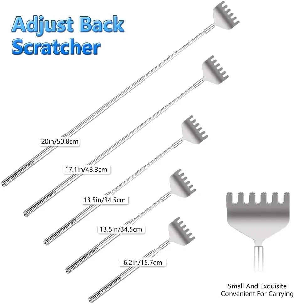 Sturdy Pocket Sized Metal Telescopic Extendable Back Scratcher & Massager