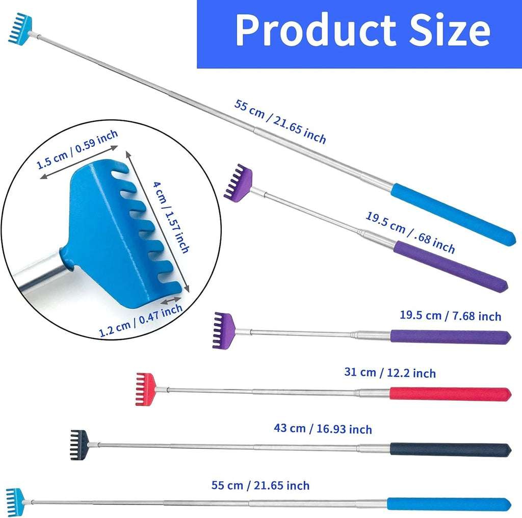 4Pcs Portable Extendable Back Scratcher,Telescoping Red Blue Purple Black