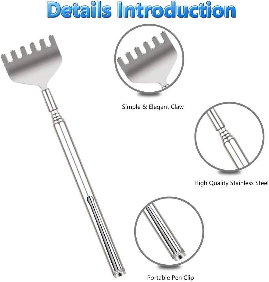 Sturdy Pocket Sized Metal Telescopic Extendable Back Scratcher & Massager