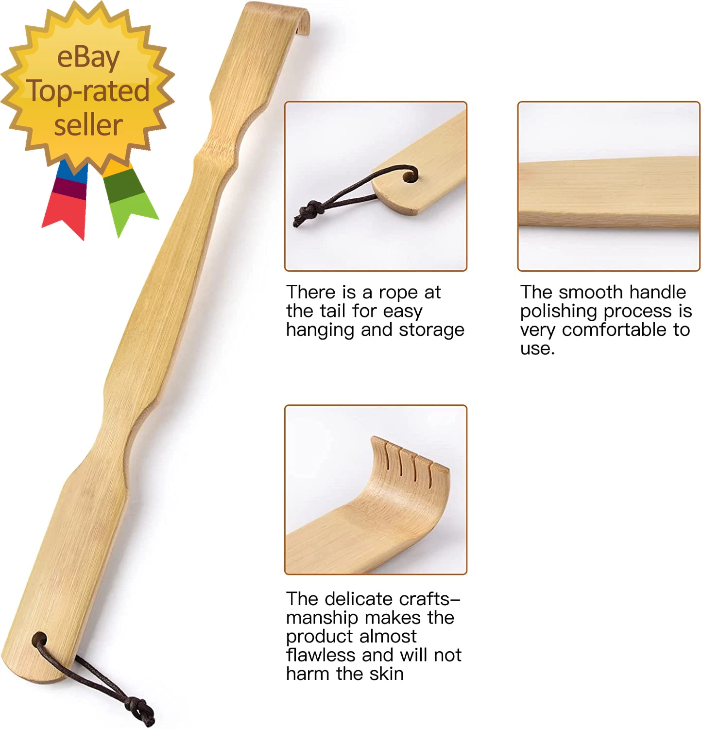 Bamboo Back Scratcher 100% Natural Bamboo Back Scratchers for Itching