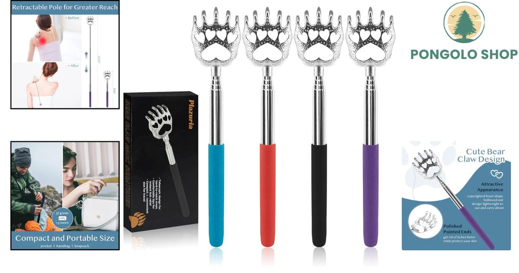 Vibrant 4-Pack Telescopic Back Scratchers – Effortless Itch Relief Anywhere