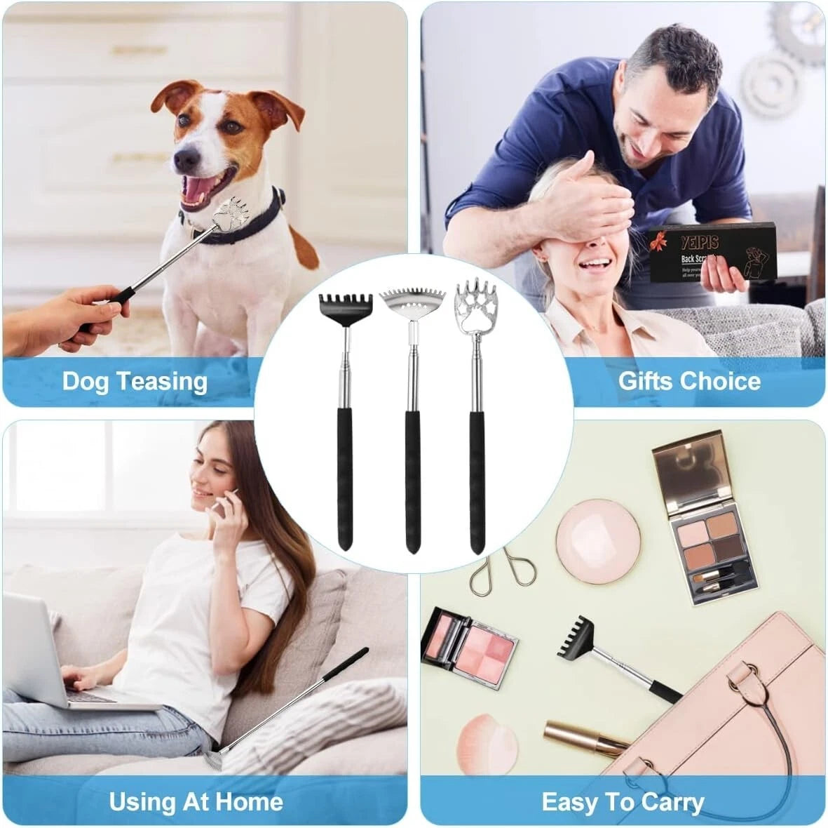 Durable Stainless Steel Back Scratcher Set - Ergonomic and Compact - Ideal Gifts