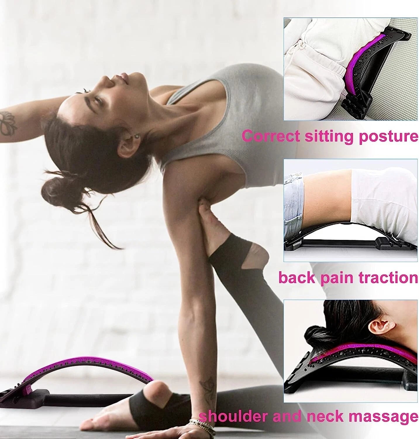 Back Stretcher Multi-Level Back Massager Stretching Device Lumbar Support Device