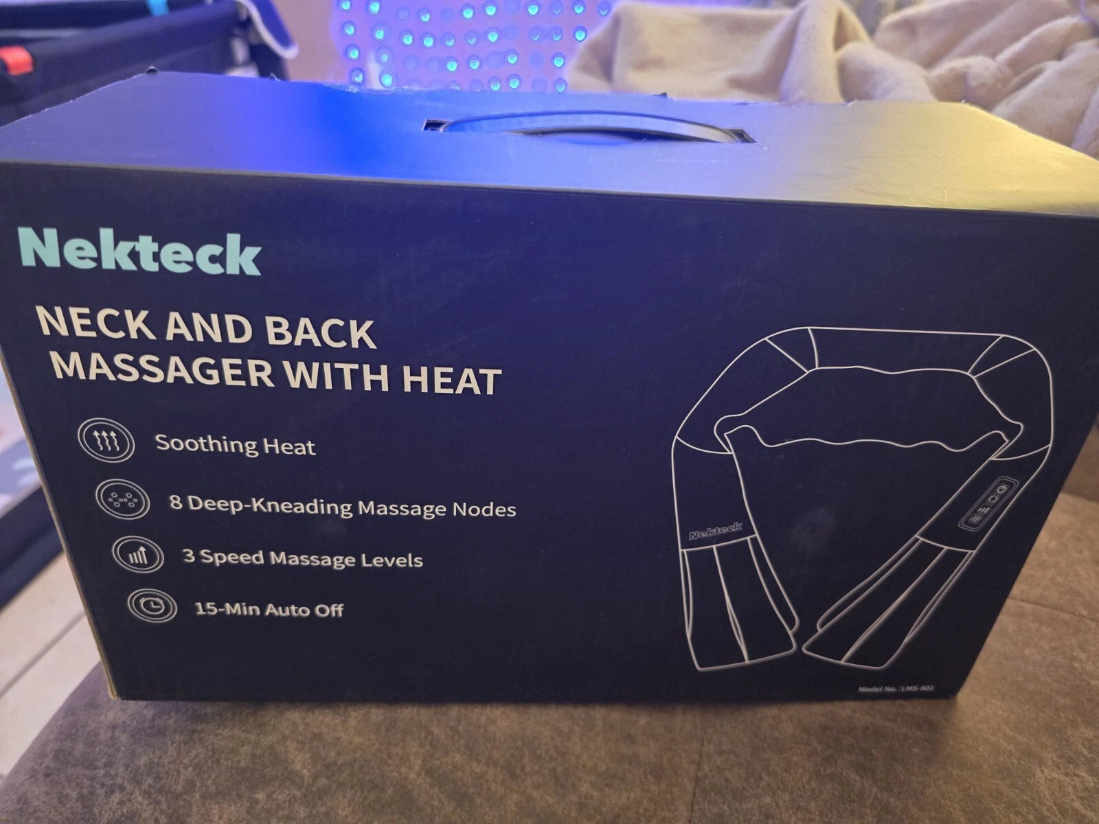 Nekteck Shiatsu Neck and Back Massager with Soothing Heat, Electric Deep Tissue