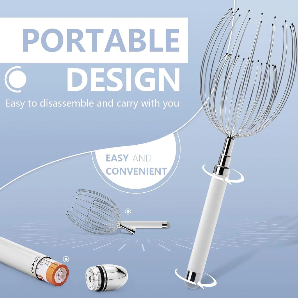 Masajeador Electrico de Cabeza con 20 Dedos de Metal Relajante e Impermeable