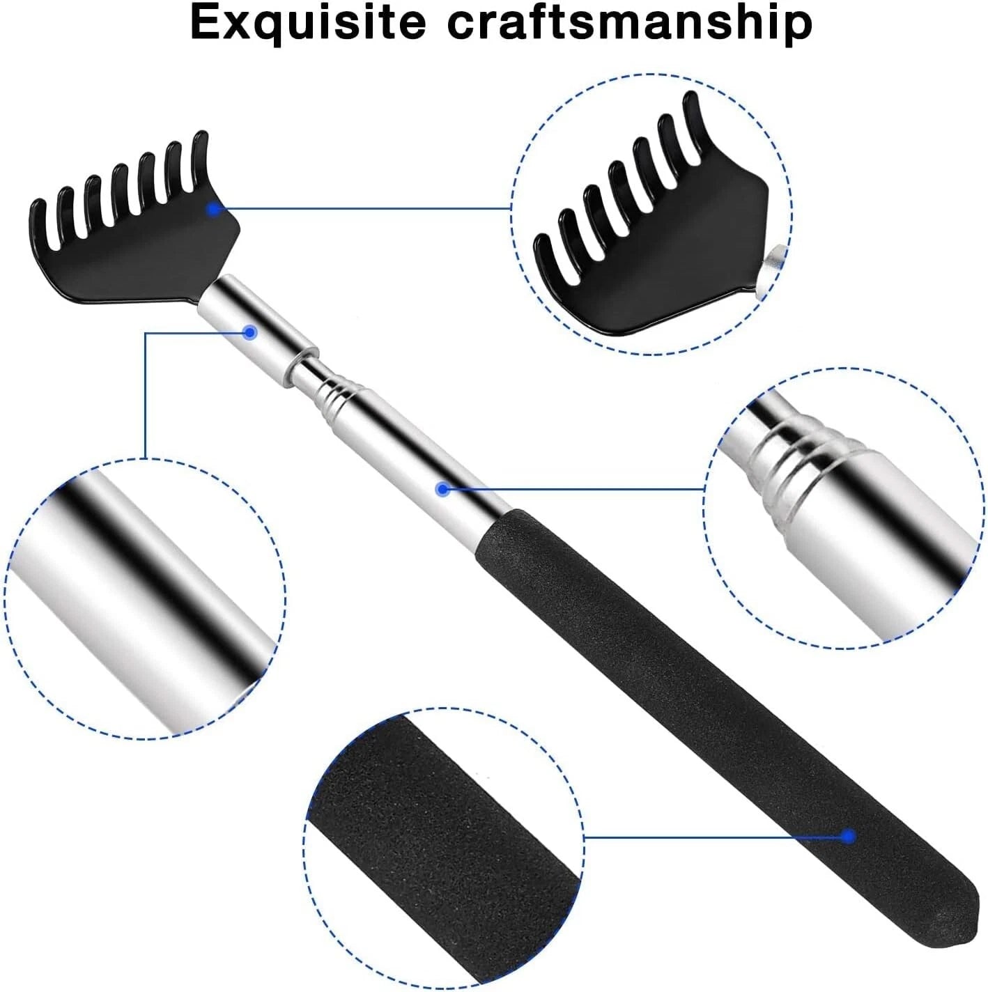 Luxury 2 Pack Extendable Back Scratchers with Soft Rubber Handle - Ideal Gift