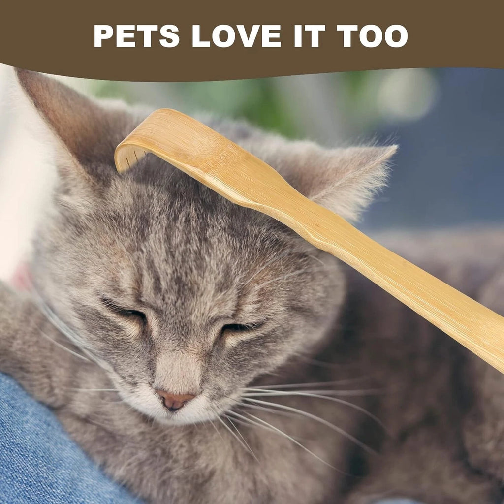 3 Pack Bamboo Back Scratchers with Long Curved Handle - Ideal for Relaxation