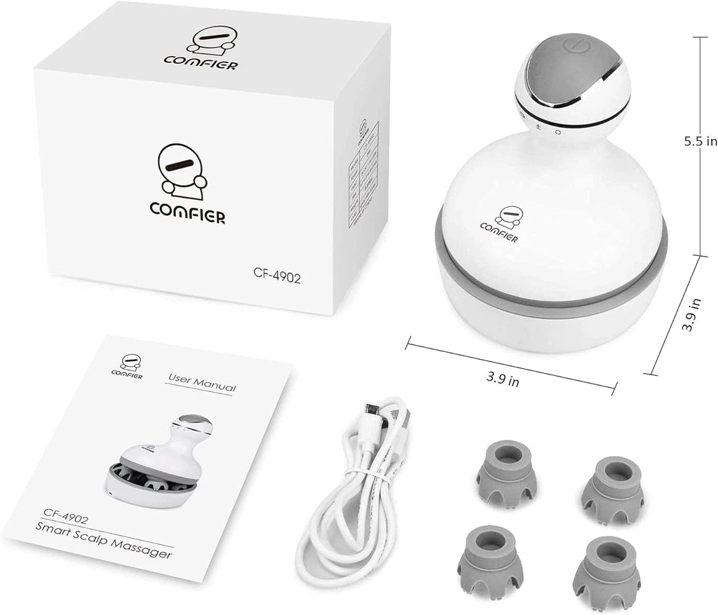 COMFIER Electric Cordless Hair Scalp Massager with Kneading 84 Massage White