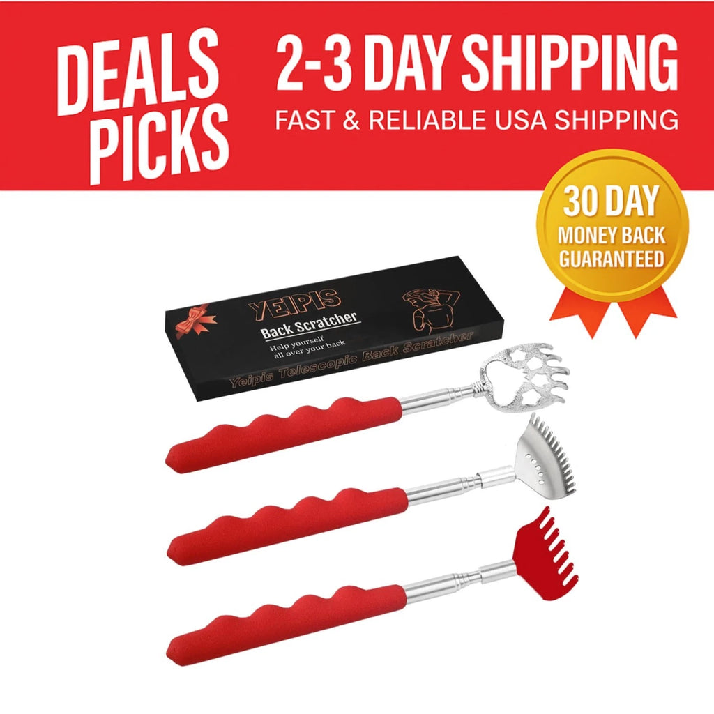 3-Pack Telescoping Back Scratchers with Ergonomic Handles - Stress Relief Tool