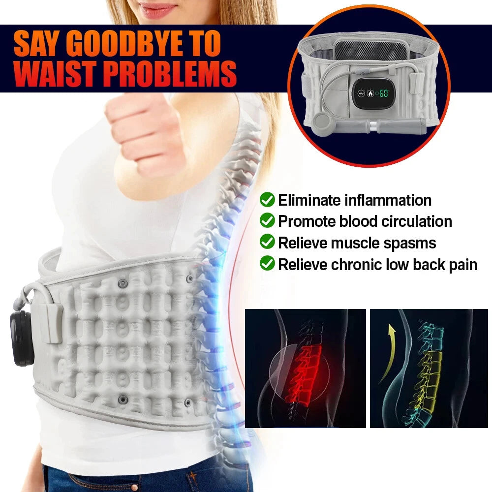Inflatable Waist Heat Massager, Back Airbag Support Belt, Lumbar Protect Brace