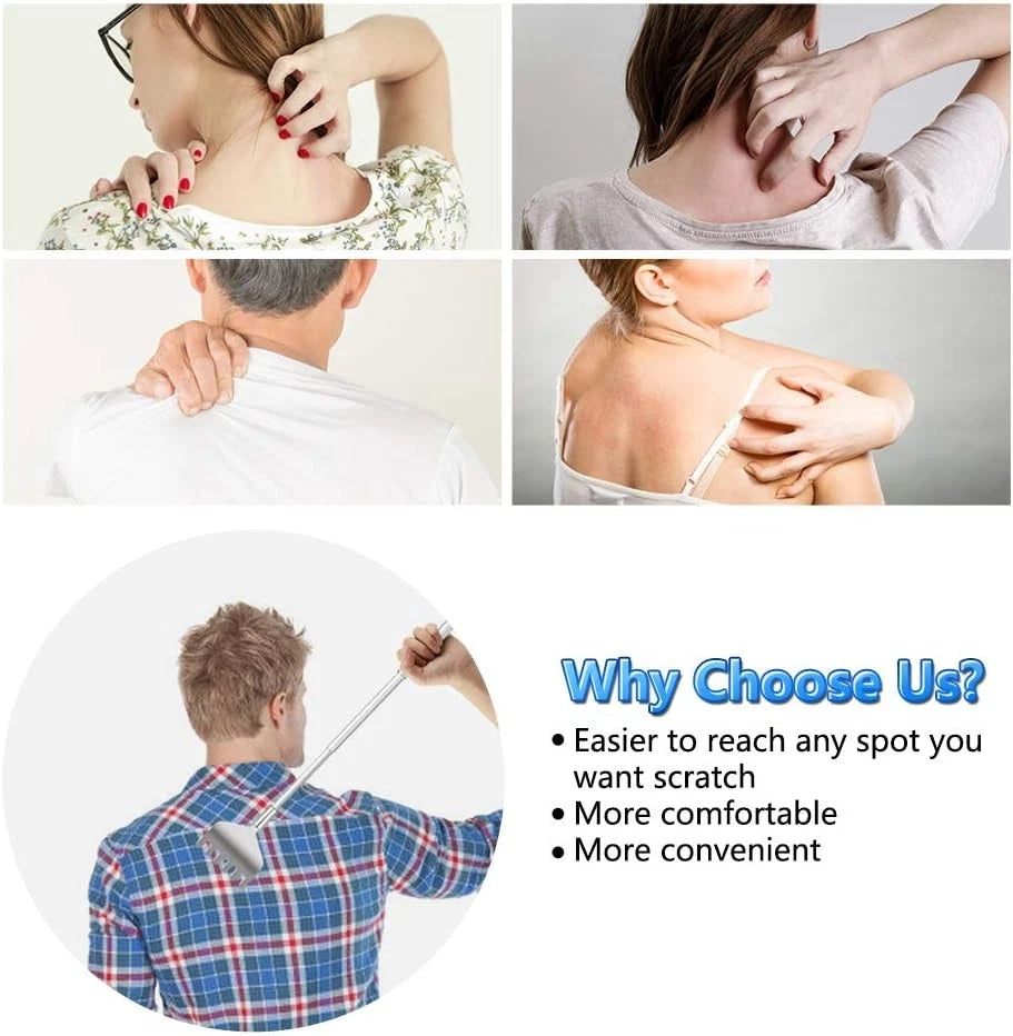 Sturdy Pocket Sized Metal Telescopic Extendable Back Scratcher & Massager