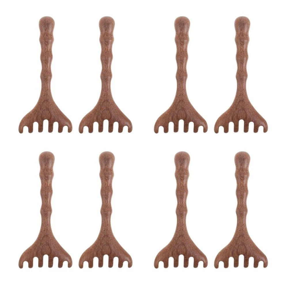 8 pcs Head Massager Scalp Wooden Portable Head Scratcher Massager Wood Combs