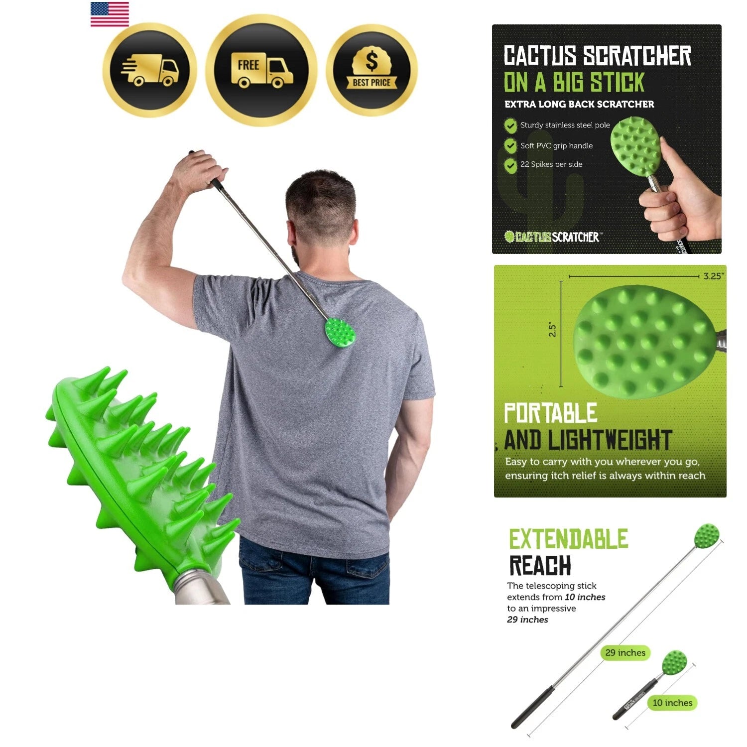 Back Scratchers Extendable Long Stick Dual-Sided Relief for Men Women