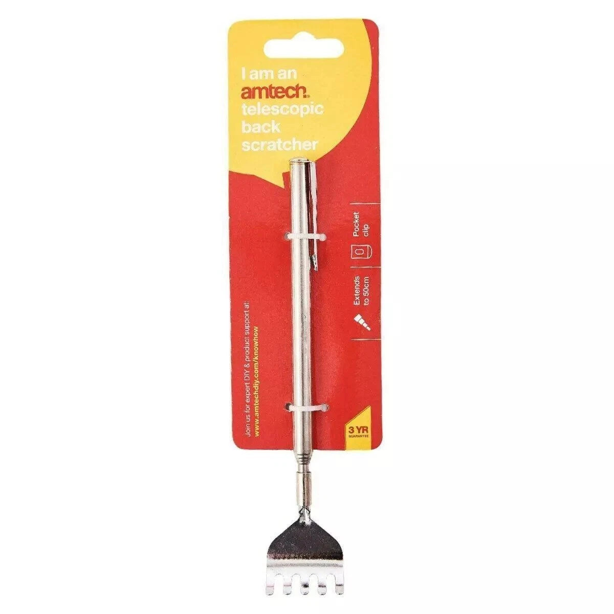 Pocket Clip Back Scratcher Telescopic Extendable Metal Handy Gift Itching Aid