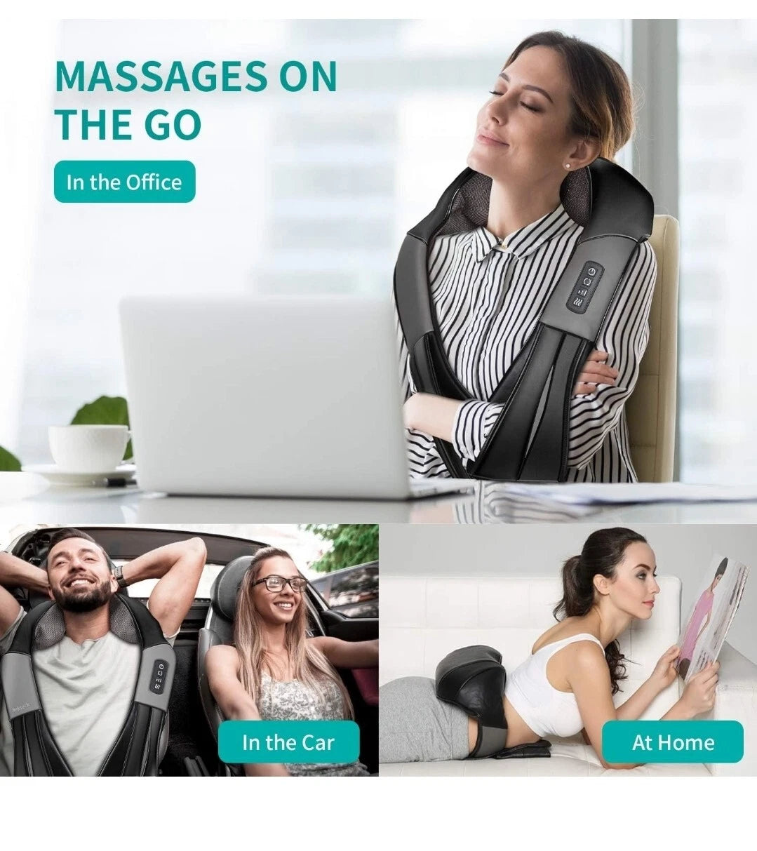 Nekteck Shiatsu Neck and Back Massager with Soothing Heat, Electric Deep Tissue