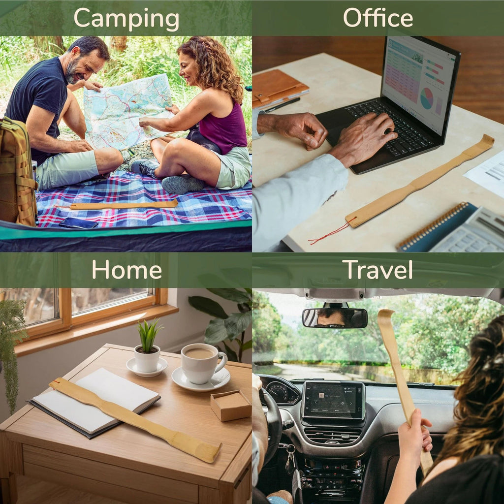 3 Piece 17 Inch Traditional Bamboo Wood Back Scratchers Plus Travel Size Back...