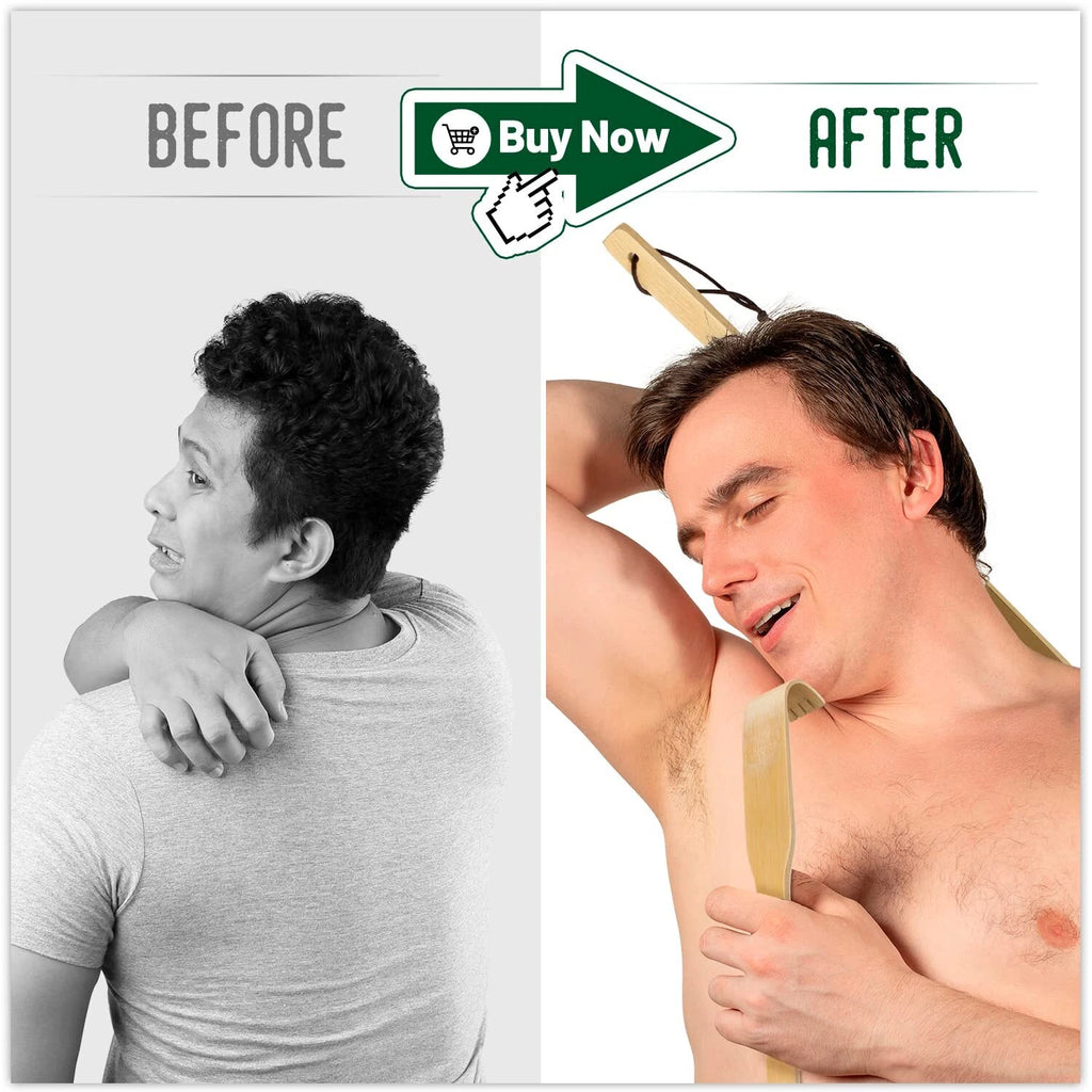 4x Rascador de espalda de madera de bambú, masajeador para aliviar la picazón