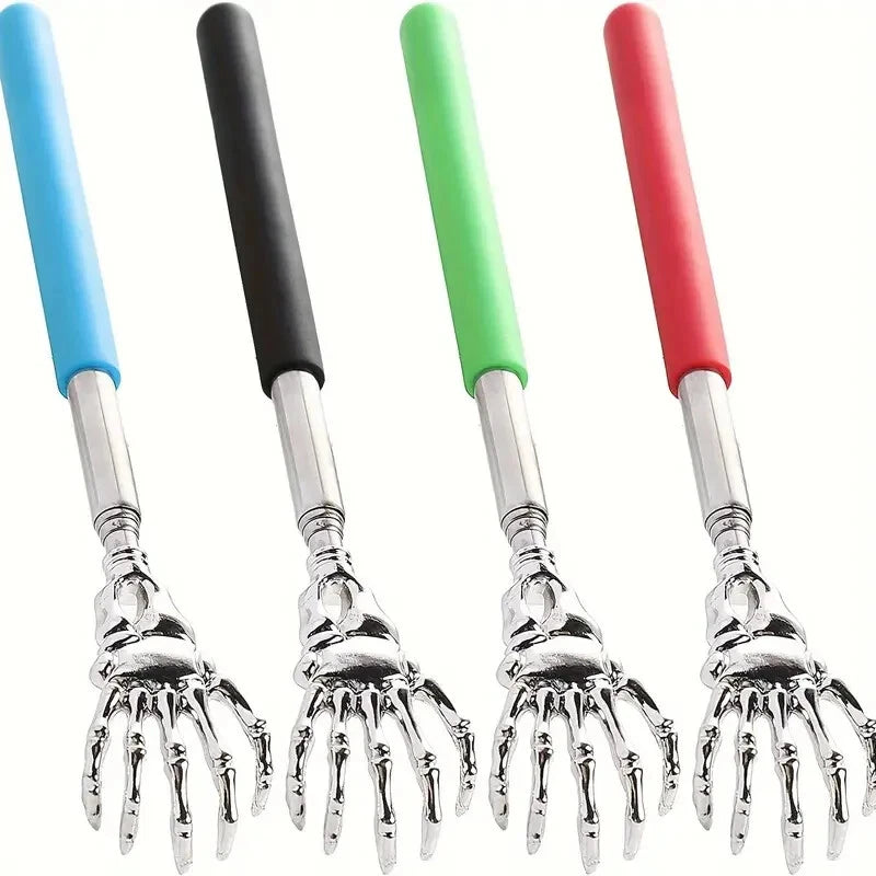 Telescopic Stainless Steel Back Scratcher with Flexible Rubber Handle for Relief