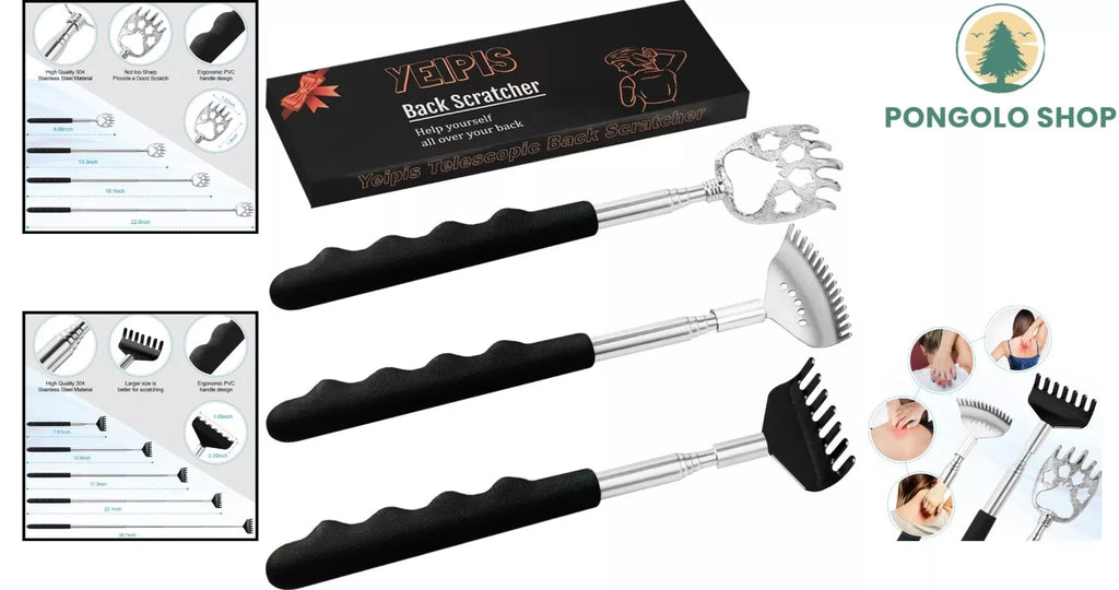 Durable Stainless Steel Back Scratcher Set - Ergonomic and Compact - Ideal Gifts
