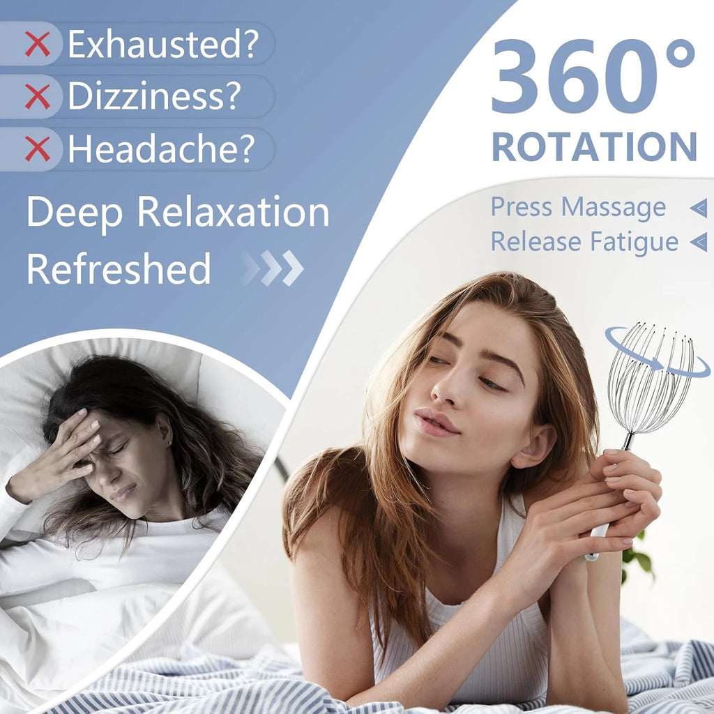 Masajeador Electrico de Cabeza con 20 Dedos de Metal Relajante e Impermeable