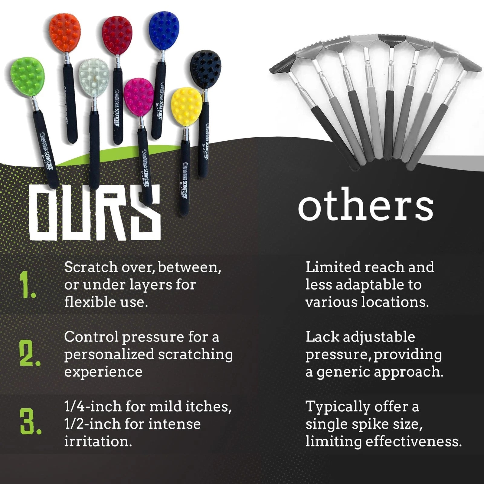 Extendable Back Scratcher 24.5 Inches Double-Sided Itch Relief for Men Women