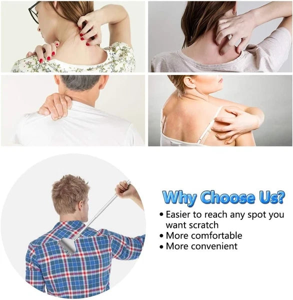 Extendable Back Scratcher for Men 3 Pack Portable Telescopic Metal Silver