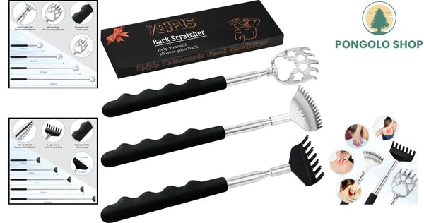 Durable Stainless Steel Back Scratcher Set - Ergonomic and Compact - Ideal Gifts