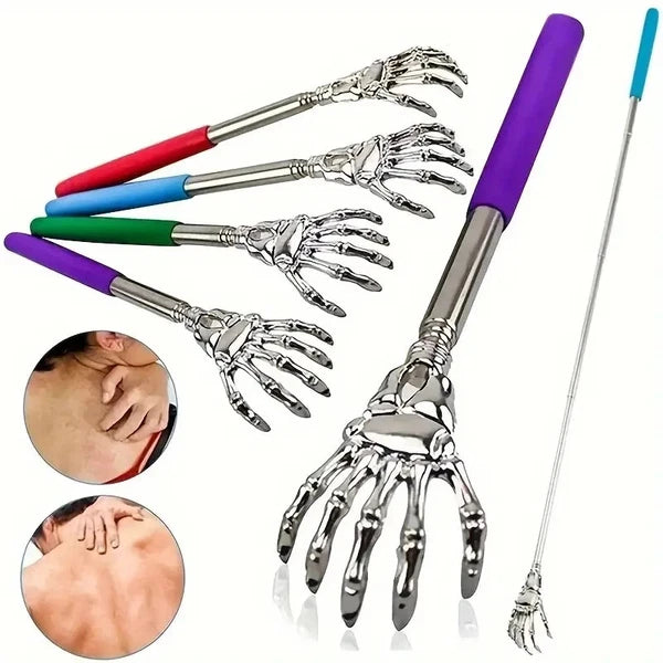 Telescopic Stainless Steel Back Scratcher with Flexible Rubber Handle for Relief