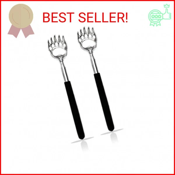 2PCS Back Scratchers, Bear Claw Shaped Scratcher Extendable Metal Retractable Te