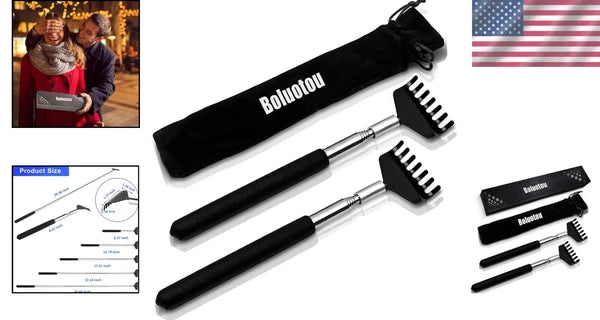 Luxury 2 Pack Extendable Back Scratchers with Soft Rubber Handle - Ideal Gift