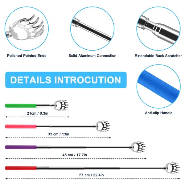 12 Pack Extendable Bear Claw Back Scratcher Bulk, Stocking Stuffers for Men W...