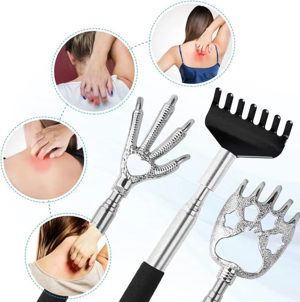 3 Pack Back Scratcher Metal Portable Telescoping with Rubber Handles, Extendable