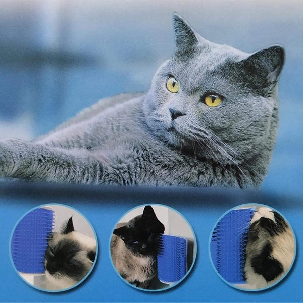 3pc Cat hair Self Groomer Brush Wall Corner Soft Silicone Scratcher Pet tool