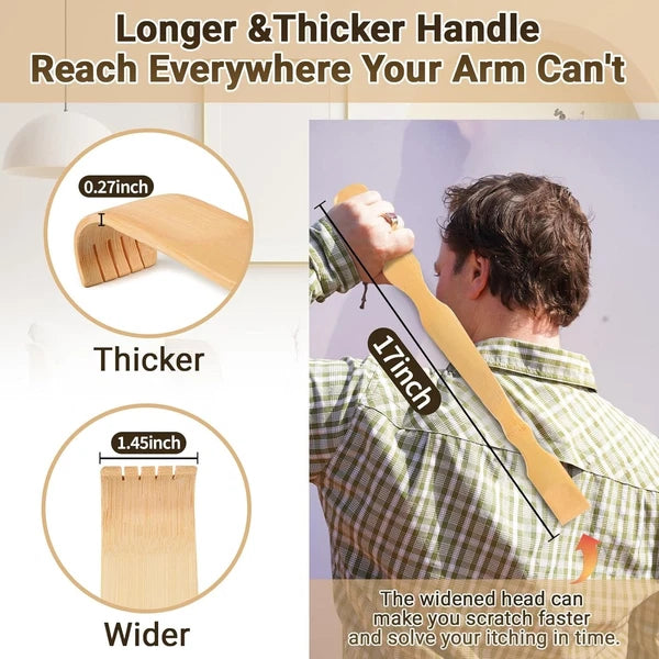 Luxury Handmade Bamboo Back Massager - 17" Relaxation Tool for Men and Women