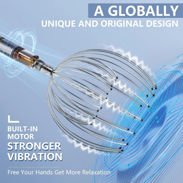 Masajeador Electrico de Cabeza con 20 Dedos de Metal Relajante e Impermeable