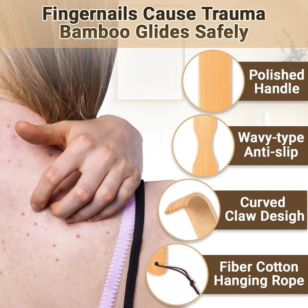 Luxury Handmade Bamboo Back Massager - 17" Relaxation Tool for Men and Women